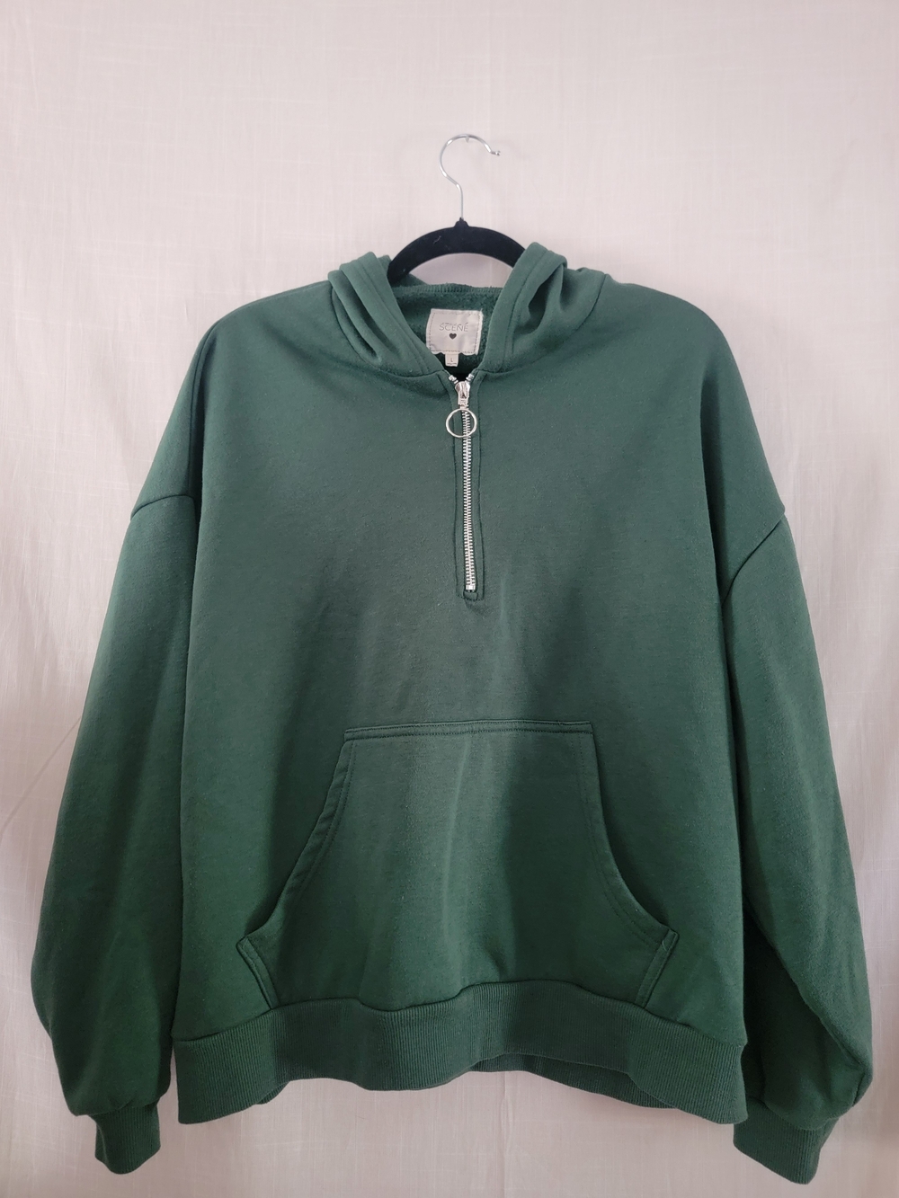 Social Scene Green Half-Zip Hoodie Size Large